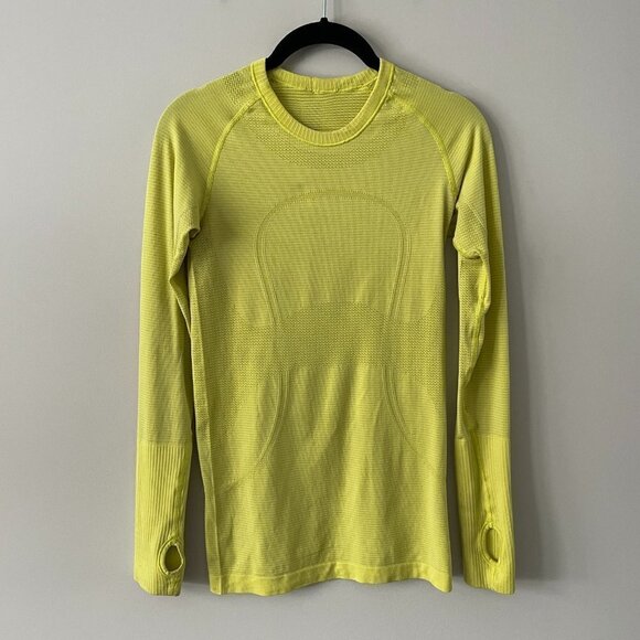 Lululemon Swiftly Tech Long Sleeve Shirt Activewear Crew Grape Leaf Yellow 4 - Picture 2 of 7